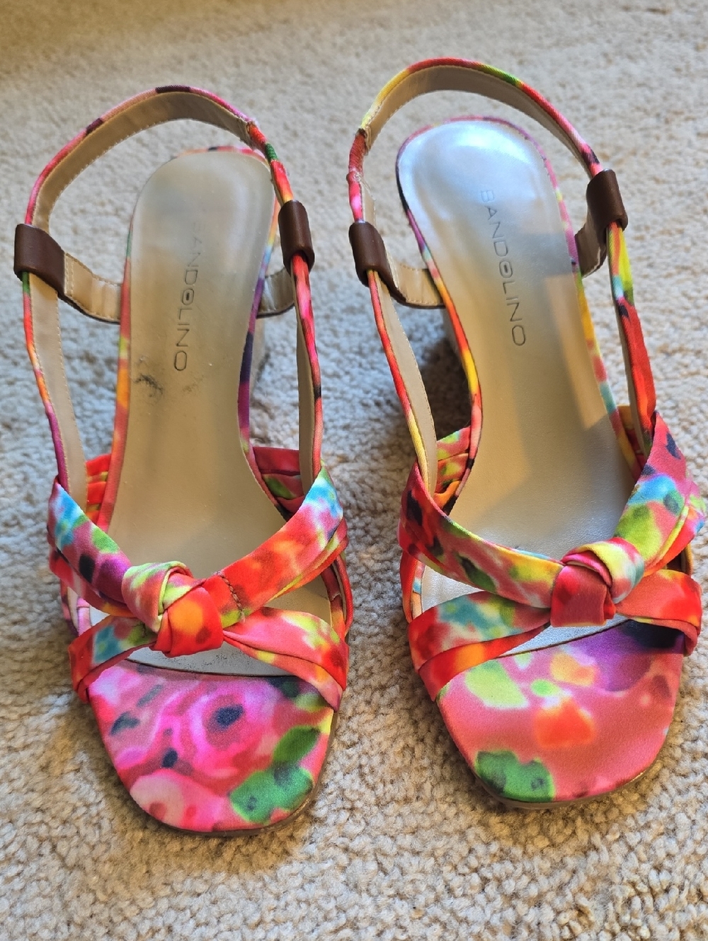 Bandolino Floral Multicolor Knot Front Slingback Sandals